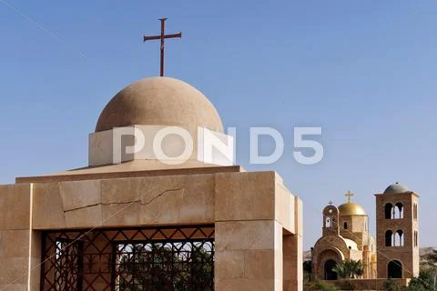 Pilgrims in the holy land - qasr el yahud baptismal site Stock Photos
