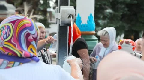 Pilgrims in Holy Trinity Saint Sergius Lavra 스톡 동영상 10756212