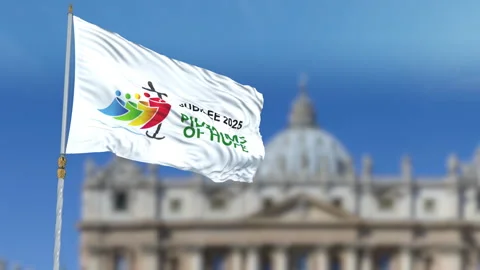 Pilgrims of Hope Flag 2 Stock Footage 314487604