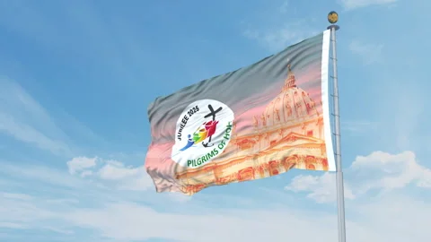 Pilgrims of Hope Flag 3 Stock Footage 314487590