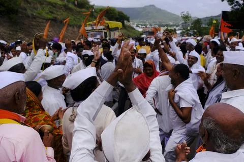 Pilgrims or warkari procession during Pandarpur Wari Stock Photos