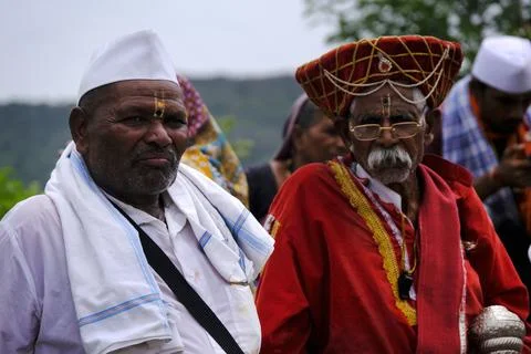 Pilgrims or warkari procession during Pandarpur Wari Stock Photos