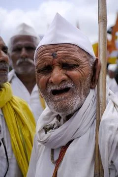 Pilgrims or warkari procession during Pandarpur Wari Stock Photos