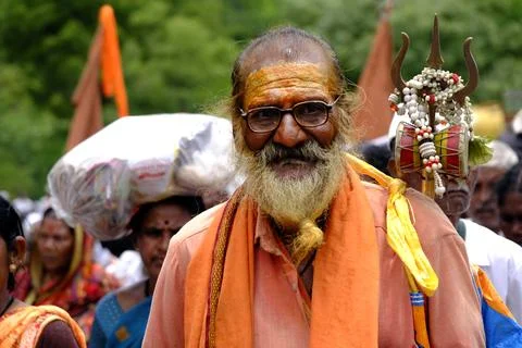 Pilgrims or warkari procession during Pandarpur Wari Stock Photos