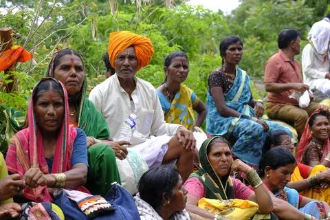 Pilgrims or warkari procession during Pandarpur Wari Stock Photos