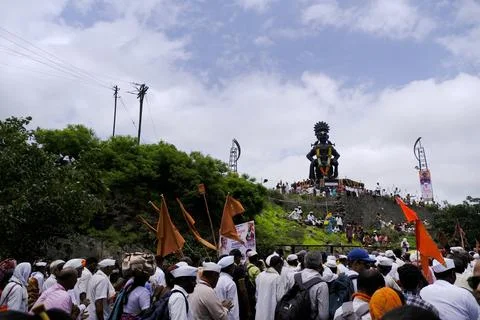 Pilgrims or warkari procession during Pandarpur Wari Stock Photos