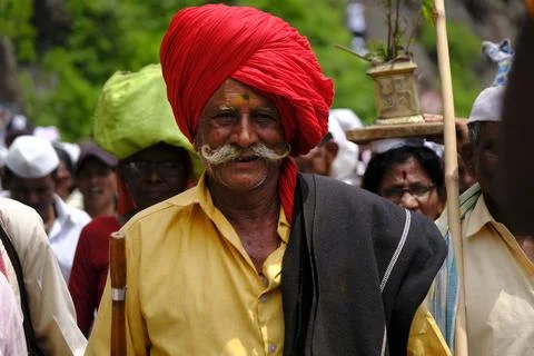 Pilgrims or warkari procession during Pandarpur Wari Stock Photos