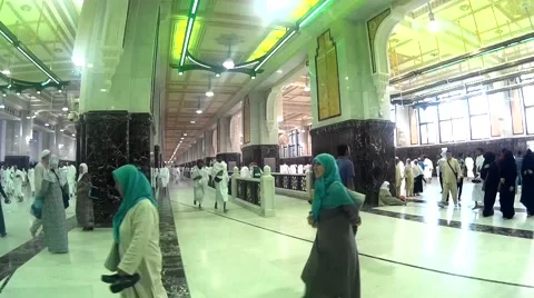 Pilgrims perform saei inside Masjidil Haram Stock Footage 55277921