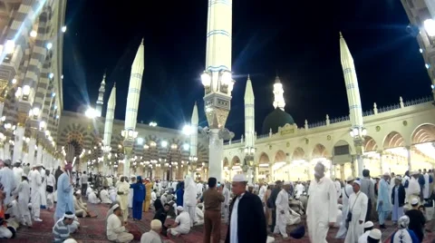 Pilgrims praying inside Nabawi Mosque Stock Footage 55277262
