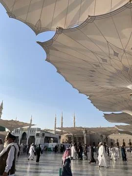 Pilgrims visiting the Prophet's mosque Stock Photos