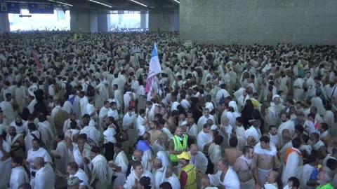 Pilgrims Walking to Mount Arafat – Day of Arafah – Mecca, June 27, 2023 Stock Footage 312183396