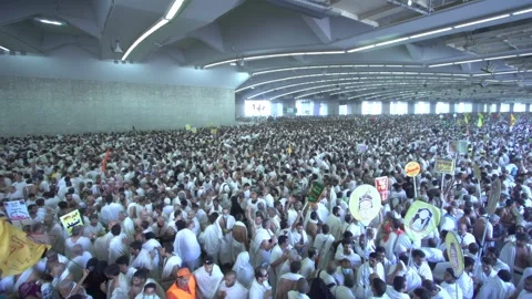 Pilgrims Walking to Mount Arafat – Day of Arafah – Mecca, June 27, 2023 Stock Footage 312183433