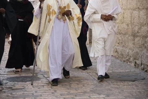 Pilgrims Walking Stock Photos