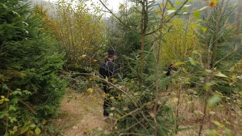 Pilgrims Walking Uphill to Monastery Manyava Skete Ivano-Frankivsk John the Stock Footage 71632424