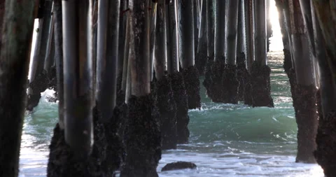 Pilings Under Pier With Waves Stock-Footage 232544127