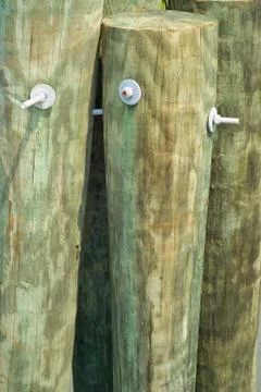 Pilings on a wharf Stock Photos