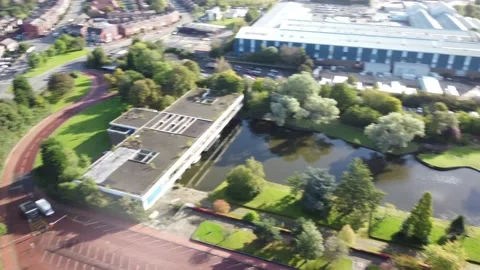 Pilkington's Glass Head Office Drone Footage Stock Footage 162403097