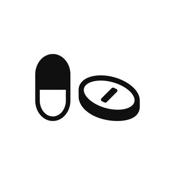 Pill and tablet icon design illustration. Corona virus vaccine sign illustr.. Stock Illustration