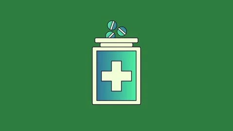 Pill battery icon on cross it arrow Stock Footage 337028869
