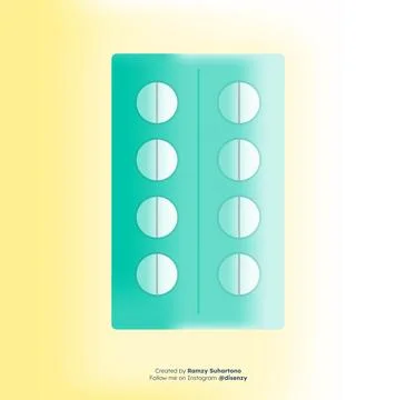 Pill blister pack 3d flat illustration for pharmacy medical business marketing Stock Illustration