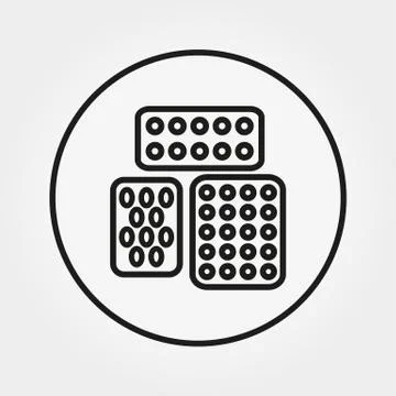 Pill Blister. Universal Icon. Vector. Editable Thin line. Stock Illustration