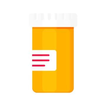 Pill bottle for capsules or tablets flat style design vector illustration. Stock Illustration