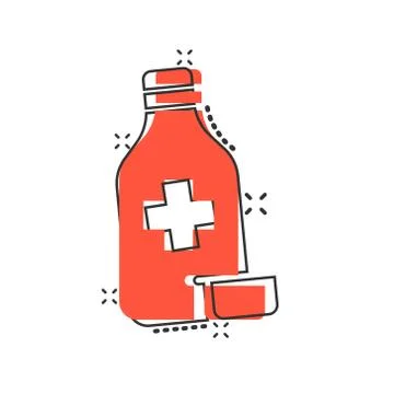 Pill bottle icon in comic style. Drugs cartoon vector illustration on white i Stock Illustration