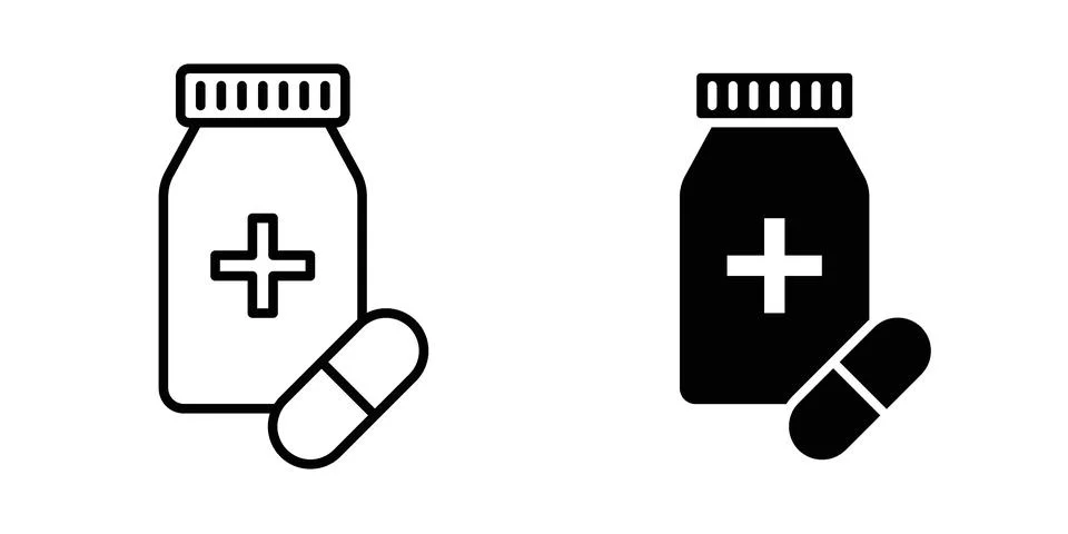 Pill bottle icon for design projects and web UI Ilustração Stock