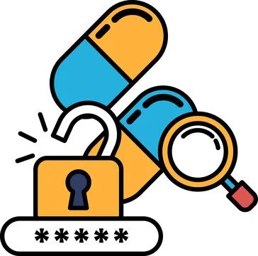 A pill bottle with a lock on it Stock-Illustration