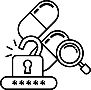 A pill bottle with a lock on it Stock Illustration