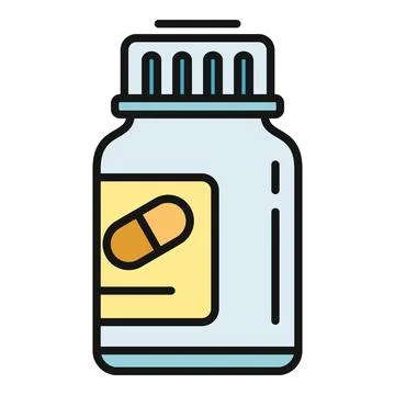 Pill bottle with medication capsule icon illustrating healthcare Stock Illustration