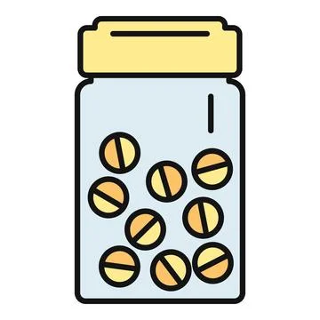 Pill bottle with medication tablets icon design Stock Illustration