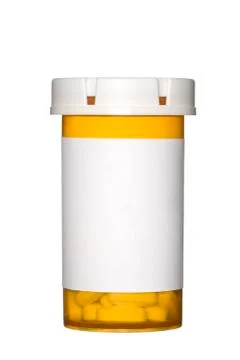 Pill bottle on white background Stock Photos