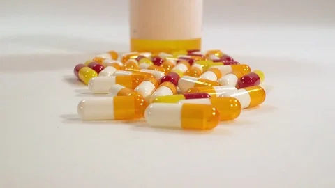 Pill Bottle on white BG Video stock 71225541