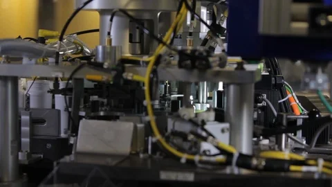 Pill bottles. Robotic mechanical assembly Stock Footage 101705364