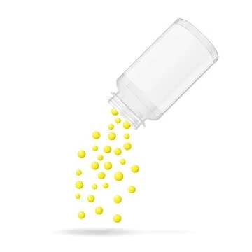 Pill box with falling vitamine balls Stock Illustration