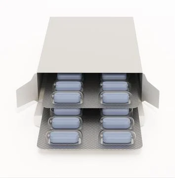 Pill box isolated on white background. 3D illustration Stock-Illustration