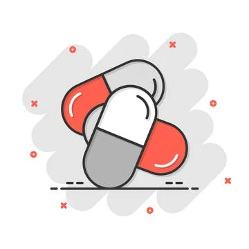 Pill capsule icon in flat style. Drugs vector illustration on white isolated  Stock Illustration