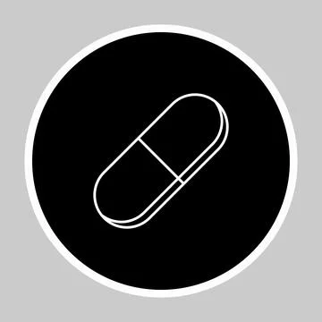 Pill Capsule, Medicine, vector mark symbols. White outline design. Isolated i Stock Illustration