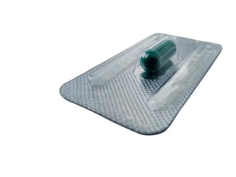 Pill capsule in pack isolated on white background. 写真素材