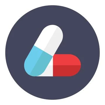 Pill capsules vector icon in circle Stock Illustration