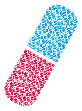Pill Collage of Dollar and Dots Stock Illustration