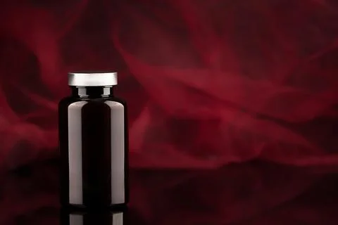 Pill container, nutritional supplements for potency, sexual problems. Mock-.. Stock Photos