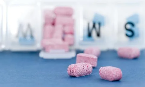 Pill dispenser, with compartments extra. Foto stock