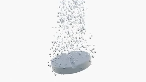 The pill dissolves in water and releases bubbles. 3d VJ loop. Stock Footage 221183297