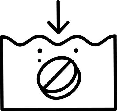 Pill dropping in to water icon Stock Illustration