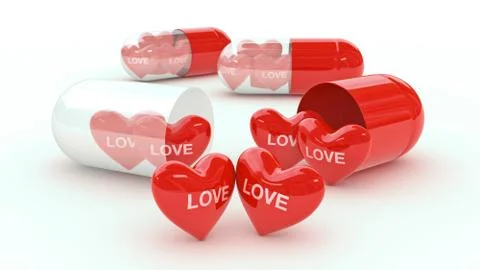 Pill filled with hearts Stock Illustration