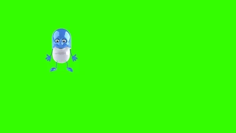 Pill Hopping Cartoon Character: Loop + Matte Stock Footage 73022565