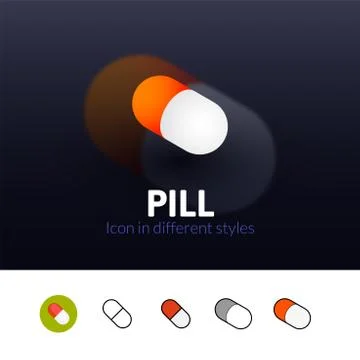 Pill icon in different style Stock Illustration