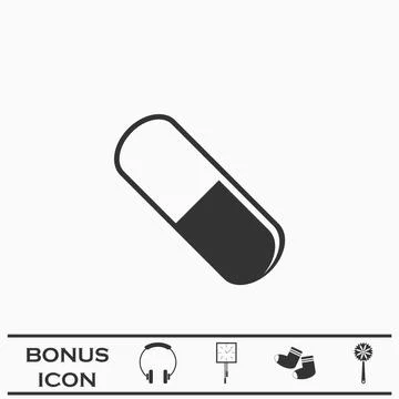 Pill icon flat Stock Illustration